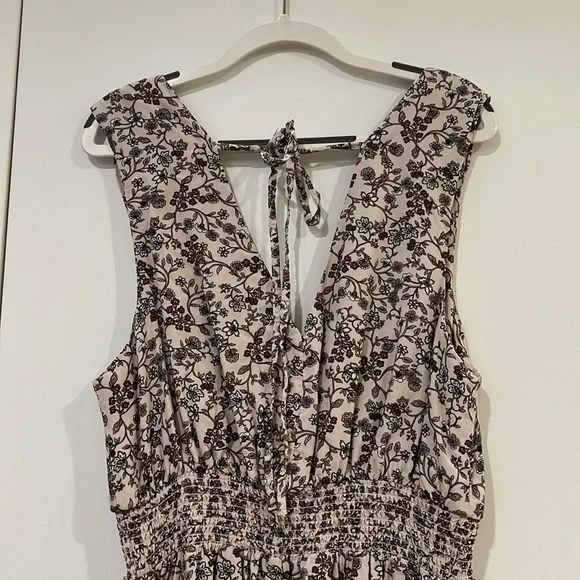 Old Navy Floral Midi Dress - Cream and Brown - Picture 5 of 11